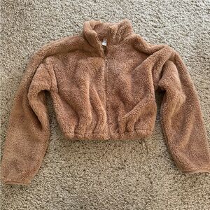 Aerie Offline Cropped Fluffy Zip Up